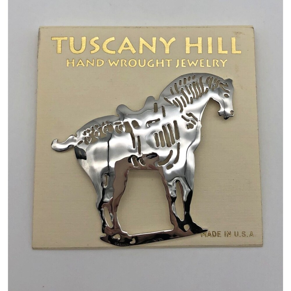 VINTAGE Tuscany Hill Brooch Pin Ferghana Horse Chinese Tang Dynasty Made in USA